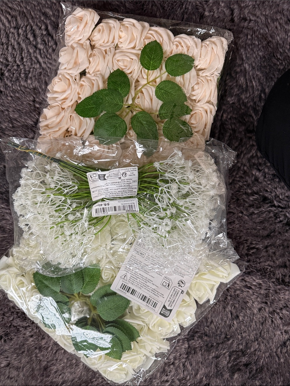 Pack of Ivory and Blush Artificial Rose Flowers